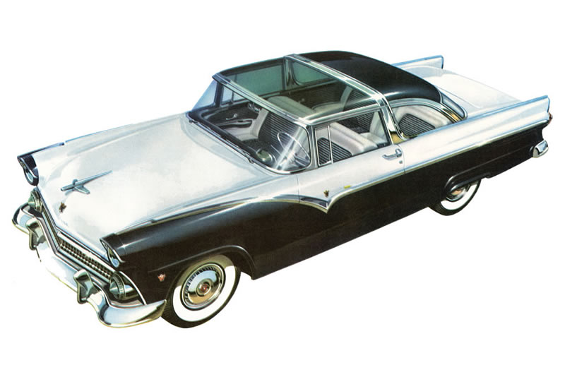 Illustration: 1955 Ford Fairlane Crown Victoria Skyliner (aka Transparent Roof, Transparent Top, Glass Top, Glass Roof, Acrylic Top